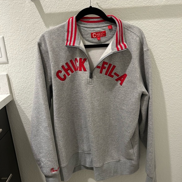 Chick-fil-A Gray Zip-Up Sweater with Red Accents - Picture 1 of 5